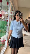 60284 BİSİKLET YAKA YUMUŞAK DOKULU DÜĞMELİ TRİKO HIRKA BEBE MAVİ