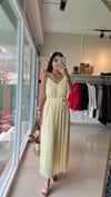 6850 ASKILI PİLİLİ İÇİ ASTARLI ELBİSE SARI