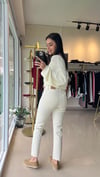 764 YÜKSEK BEL LİKRALI JEAN KREM