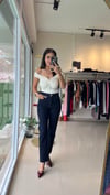 764 YÜKSEK BEL LİKRALI PAÇASI KESİK YUMUŞAK DOKULU MOM JEAN LACİVERT