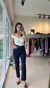 764 YÜKSEK BEL LİKRALI PAÇASI KESİK YUMUŞAK DOKULU MOM JEAN LACİVERT