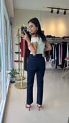 764 YÜKSEK BEL LİKRALI PAÇASI KESİK YUMUŞAK DOKULU MOM JEAN LACİVERT