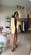 777 KOLU BÜZGÜ DETAY BLAZER SARI