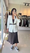 777 KOLU BÜZGÜ DETAYLI BLAZER BEYAZ