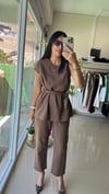 8644  KETEN KUMAŞ KUŞAKLI TAKIM KAHVE 