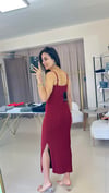 90139 DİLVİN PREMİUM ASKILI ELBİSE  BORDO