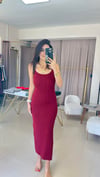90139 DİLVİN PREMİUM ASKILI ELBİSE  BORDO