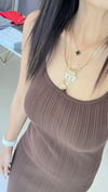 90139 DİLVİN PREMİUM ASKILI ELBİSE  KAHVE