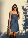 90545 Askılı Mini Elbise-Mavi