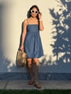 90545 Askılı Mini Elbise-Mavi