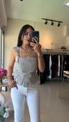 Asimetrik Dilimli Sırtı Fermuarlı Büstiyer GRİ