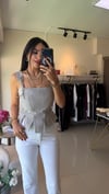 Asimetrik Dilimli Sırtı Fermuarlı Büstiyer GRİ