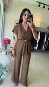 BELİ AKSESUAR DETAYLI TAKIM KAHVE