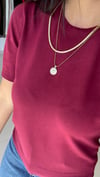 Bisiklet Yaka Kısa Kol Basic Triko Bluz Bordo 10779