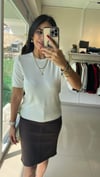 Bisiklet Yaka Kısa Kol Basic Triko Bluz Ekru 10779