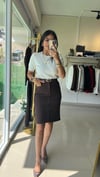 Bisiklet Yaka Kısa Kol Basic Triko Bluz Ekru 10779