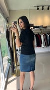 Bisiklet Yaka Kısa Kol Basic Triko Bluz Siyah 10779
