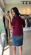 Bisiklet Yaka Kısa Kol Basic Triko Bluz Bordo 10779