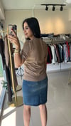 Bisiklet Yaka Kısa Kol Basic Triko Bluz Vizon 10779