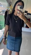 Bisiklet Yaka Kısa Kol Basic Triko Bluz Kahve 10779