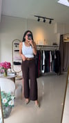 Çımalı Kemerli Kot Pantolon Kahve