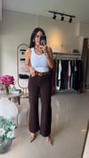 Çımalı Kemerli Kot Pantolon Kahve