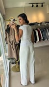 Düğmeli Kısa Kollu Top-Beyaz 31887