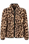 Fermuarlı Leopar Desenli Peluş Ceket