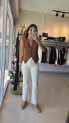 FULL LİKRALI, TOPARLAYICI , YÜKSEK BEL , PAÇASI KESİK ,FLARE JEAN,  EKRU 1706-80