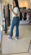 FULL LİKRALI, TOPARLAYICI , YÜKSEK BEL , PAÇASI KESİK ,FLARE JEAN,  MAVİ 1706-01