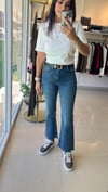 FULL LİKRALI, TOPARLAYICI , YÜKSEK BEL , PAÇASI KESİK ,FLARE JEAN,  MAVİ 1706-01