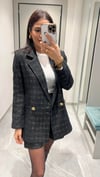 GOLD DETAY BLAZER YÜN EFEKT CEKET 