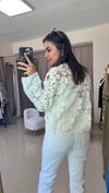 GOLD DÜĞMELİ DANTEL HIRKA  BEYAZ