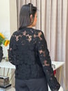 GOLD DÜĞMELİ DANTEL HIRKA  SİYAH