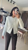 İncili Fiyonk Aksesuarlı Triko Hırka-Ekru 60983