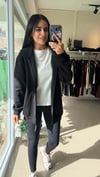 KAPİŞONLU FERMUARLI PAMUK KUMAŞ SWEAT SİYAH