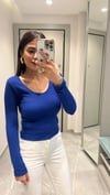 KAŞKORSE KUMAŞ U YAKA BLUZ SAKS
