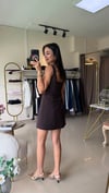 Kemerli , Mini Elbise , Kahve
