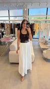 KEMERLİ UZUN ELBİSE KAHVE EKRU