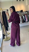 KENDİNDEN PİLİSELİ KRİNKIL KUMAŞ TAKIM BORDO