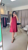 KETEN KUMAŞ ÇAN ELBİSE BORDO
