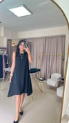 KETEN KUMAŞ ÇAN ELBİSE SİYAH
