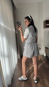 KETEN YELEK ŞORT TAKIM GRİ