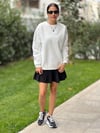 Kolları Taşlı Sweat Beyaz