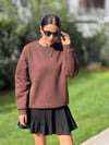 Kolları Taşlı Sweat Kahverengi