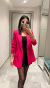 KOLU BÜZGÜ DETAYLI BLAZER FUŞYA 