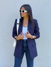 KOLU BÜZGÜ DETAYLI BLAZER LACİVERT