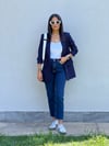 KOLU BÜZGÜ DETAYLI BLAZER LACİVERT