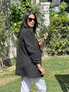 KOLU BÜZGÜ DETAYLI BLAZER SİYAH