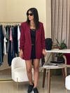 KOLU BÜZGÜLÜ BLAZER BORDO